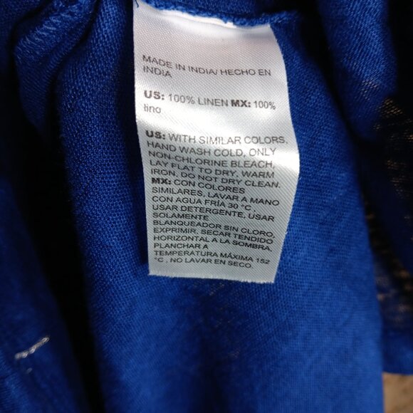 Chico's Foiled Flutter Sleeve Linen Tee Navy Palm Trees Embroidered NWT 12 14 - Picture 9 of 9